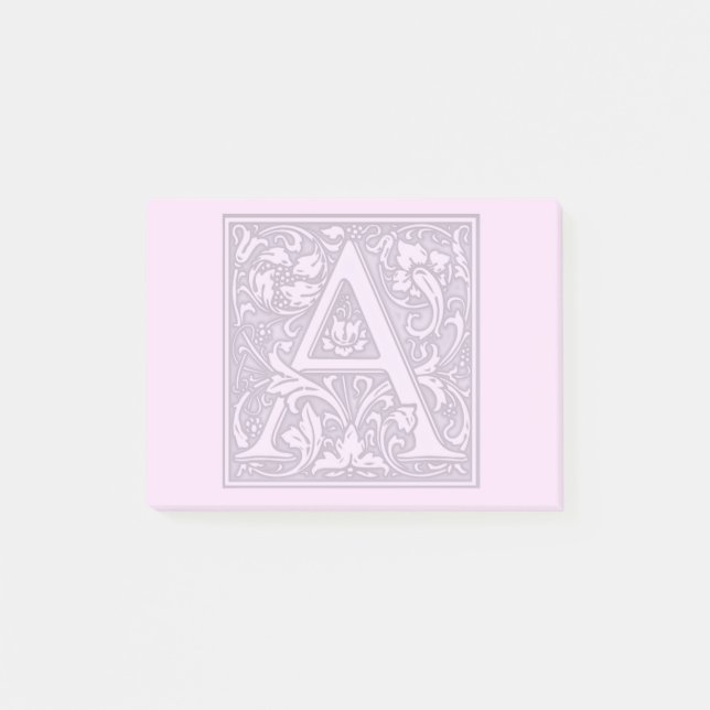 Notas Post-it® monograma de plata del flourish - A (Anverso)