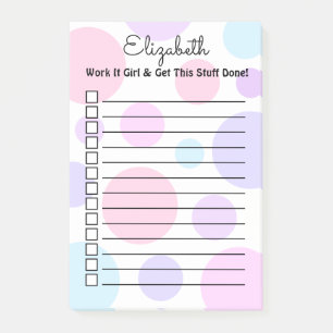 Notas Post-it® Monograma de Punto de Polka Pastel Femenino Person