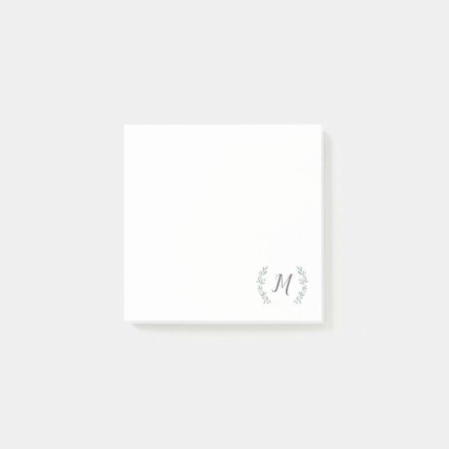 Notas Post-it® Monograma de rama de laurel (Anverso)