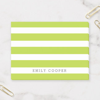 Notas Post-it® Monograma de rayas clásicas verde y blanco de Appl