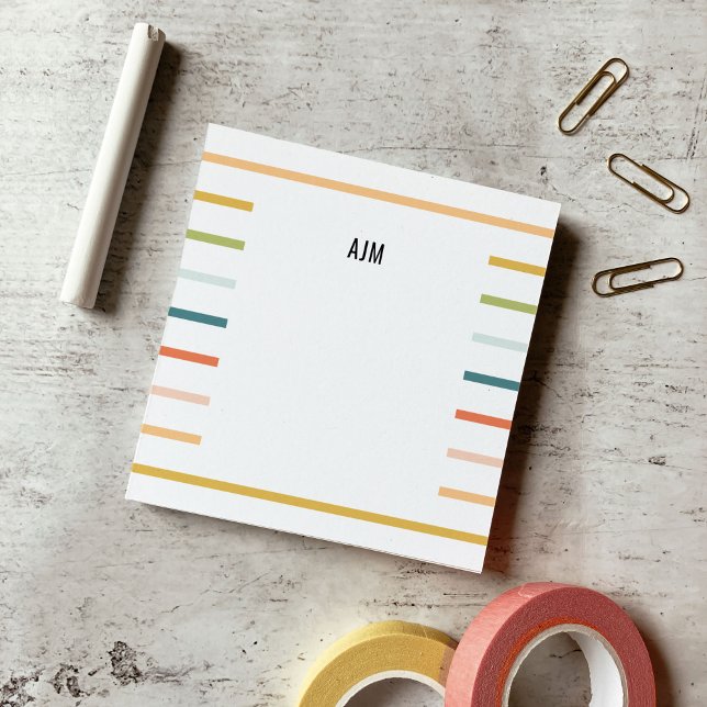 Notas Post-it® Monograma de Rayas Coloridas (Colorful Stripes Monogram Post-it Notes)