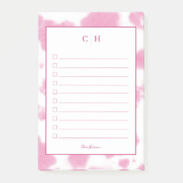 Notas Post-it® Monograma de rodeo occidental de vaca rosa delgada