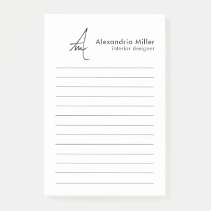 Notas Post-it® Monograma de script minimalista enlazado
