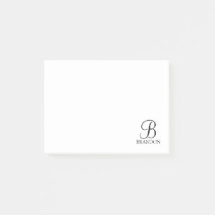 Notas Post-it® Monograma de script personalizado y Bloc de nombre