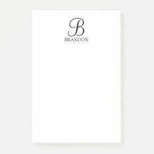 Notas Post-it® Monograma de script personalizado y Bloc de nombre