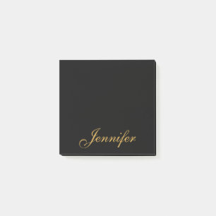 Notas Post-it® Monograma del guión de oro negro personalizado