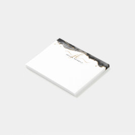 Notas Post-it® Monograma del guión del Purpurina de oro de la ago