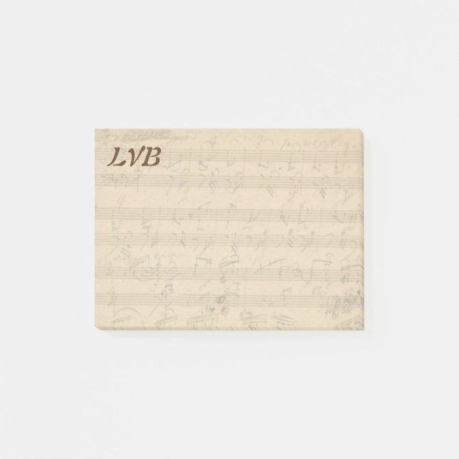 Notas Post-it® Monograma del manuscrito del piano de Beethoven (Anverso)
