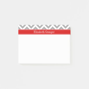Notas Post-it® Monograma del nombre rojo de la chevron de color b