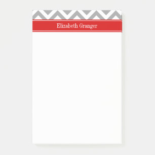 Notas Post-it® Monograma del nombre rojo de la chevron de color b