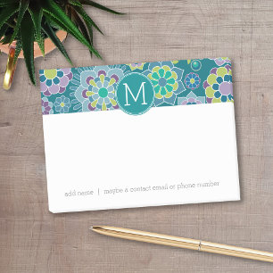 Notas Post-it® Monograma del patrón floral de primavera colorido