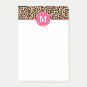 Notas Post-it® Monograma del Personalizado de impresión rosa y le