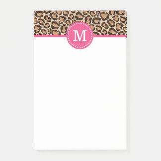 Notas Post-it® Monograma del Personalizado de impresión rosa y le