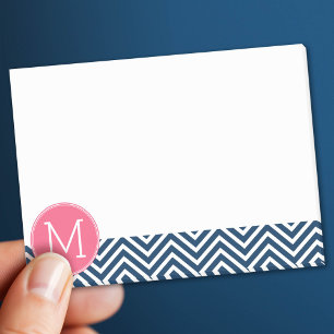 Notas Post-it® Monograma del Personalizado de los chevrons azul y