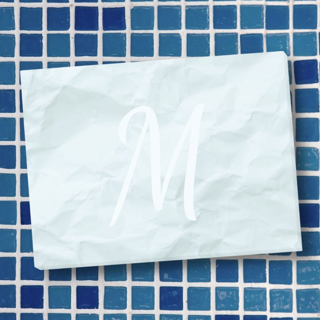 Notas Post-it® Monograma del personalizado de papel crudo azul pa (Subido por el creador)