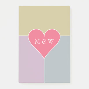 Notas Post-it® Monograma del personalizado del patrón cardíaco No