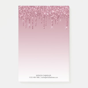 Notas Post-it® Monograma del Purpurina de goteo de embriones rosa