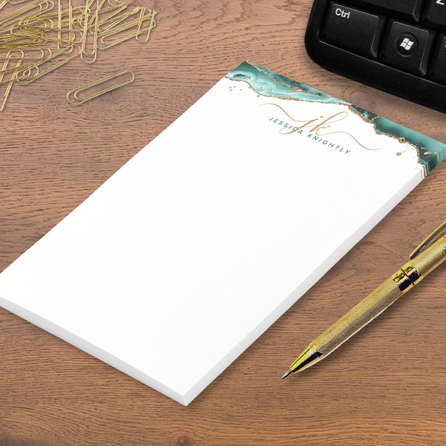 Notas Post-it® Monograma del Purpurina de oro de Geode de turques (Subido por el creador)