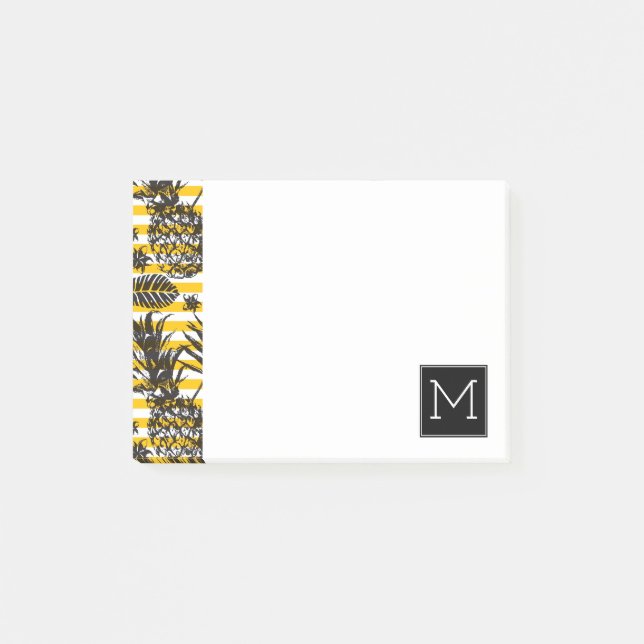 Notas Post-it® Monograma dibujado mano de las piñas el | (Anverso)