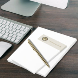 Notas Post-it® Monograma Dorado Cuero Blanco Cremoso Elegante