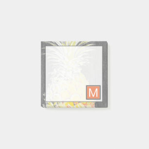 Notas Post-it® Monograma el   Pinneapple amarillo tropical