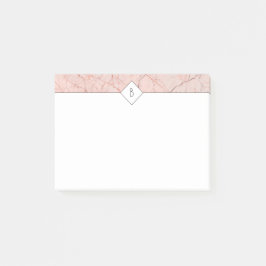 Notas Post-it® Monograma Elegant Rosa Gold Marble Notes