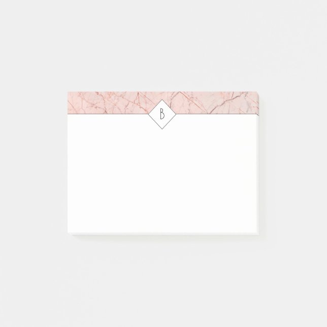 Notas Post-it® Monograma Elegant Rosa Gold Marble Notes (Anverso)