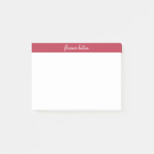 Notas Post-it® Monograma elegante de frambuesa rojo y blanco