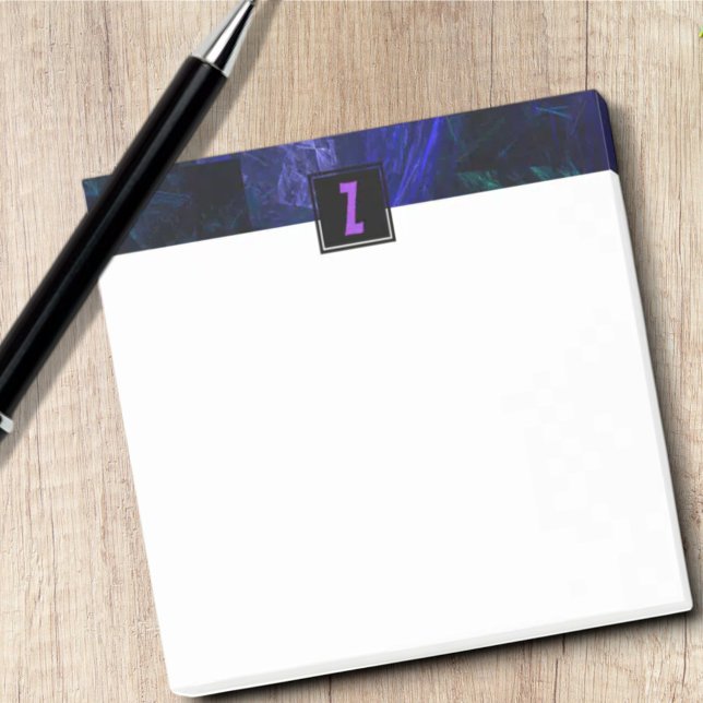 Notas Post-it® Monograma elegante de letra inicial | Azul luminos (Monogram 40 sheet Post-It Notepad)