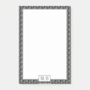 Notas Post-it® Monograma elegante del patrón blanco y negro