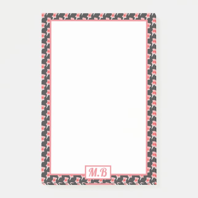 Notas Post-it® Monograma elegante del patrón de pinzas de dibujo  (Anverso)