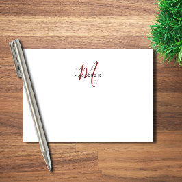 Notas Post-it® Monograma Elegante Moderno Blanco Rojo en Letra Sc