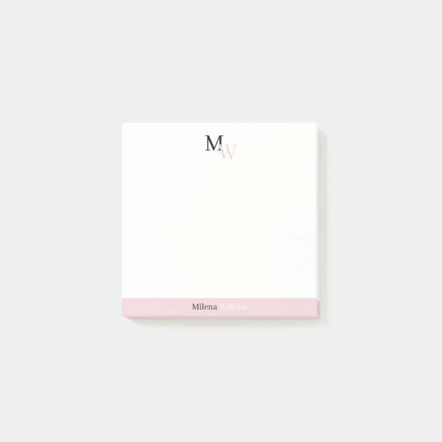 Notas Post-it® Monograma elegante moderno de dos tonos (Anverso)