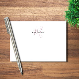 Notas Post-it® Monograma elegante moderno en blanco rosa rubor le