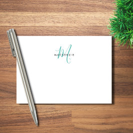 Notas Post-it® Monograma elegante moderno en blanco y verde azula