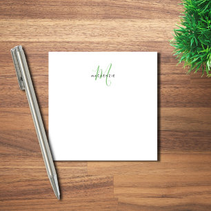 Notas Post-it® Monograma elegante moderno en blanco y verde con l