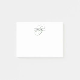 Notas Post-it® Monograma Elegante Partido de Caligrafía Verde Pál