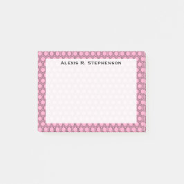 Notas Post-it® Monograma en panal de abeja negro sobre rosa clave