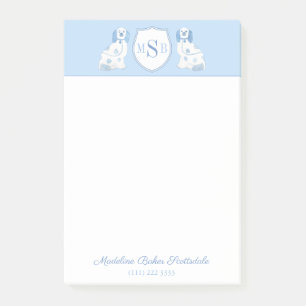 Notas Post-it® Monograma Español De Staffordshire Azul Y Blanco