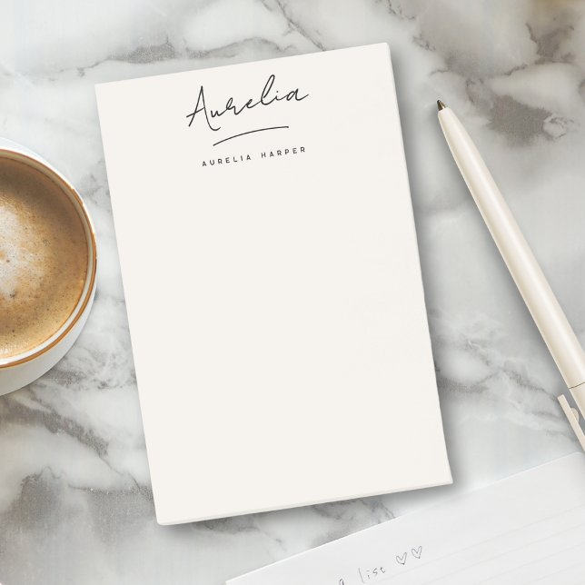 Notas Post-it® Monograma Firma marfil femenino moderno simple (Subido por el creador)