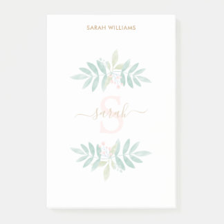 Notas Post-it® Monograma floral acuarela