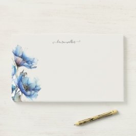 Notas Post-it® Monograma Floral de amapola azul