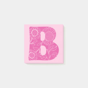 Notas Post-it® Monograma floral de la letra mayúscula B