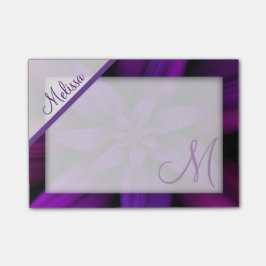 Notas Post-it® Monograma floral de la pasión púrpura