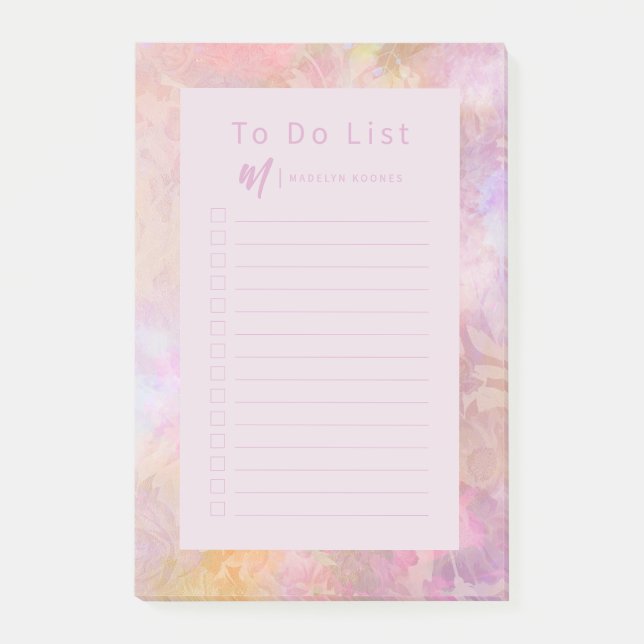 Notas Post-it® Monograma Floral Pastel Moderno (Anverso)
