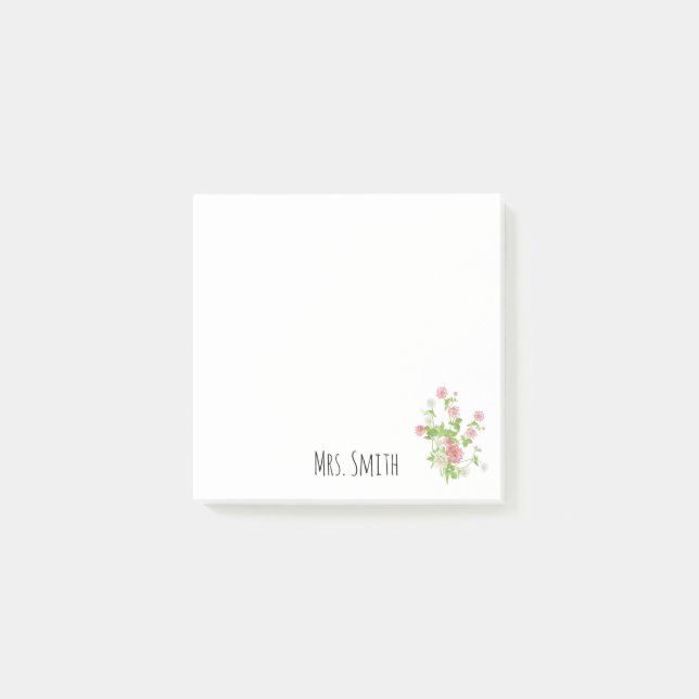 Notas Post-it® Monograma Floral Personalizable  (Anverso)