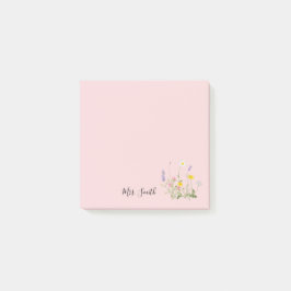 Notas Post-it® Monograma floral rosa personalizado