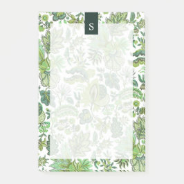 Notas Post-it® Monograma Floral Verde Boho Vintage