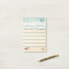Notas Post-it® Monograma Forrado con Tema de Playa Costera