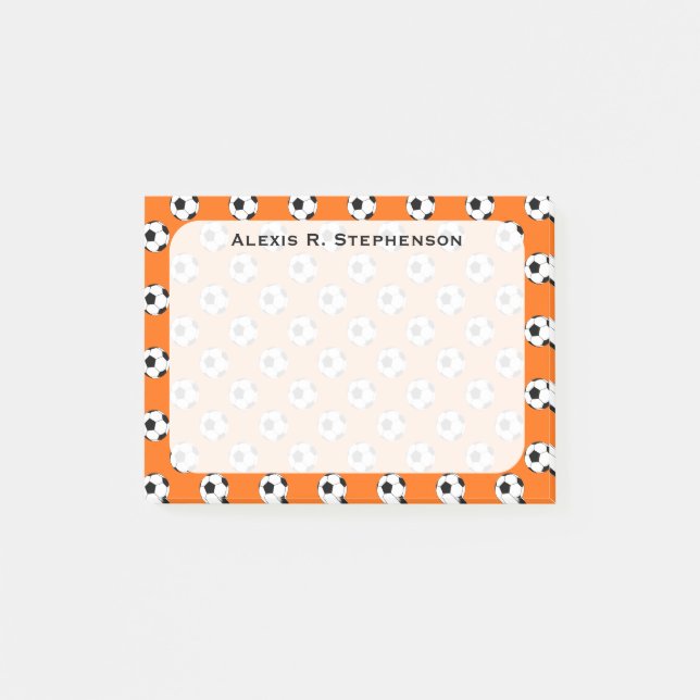 Notas Post-it® Monograma Futbol Balls Naranja (Anverso)